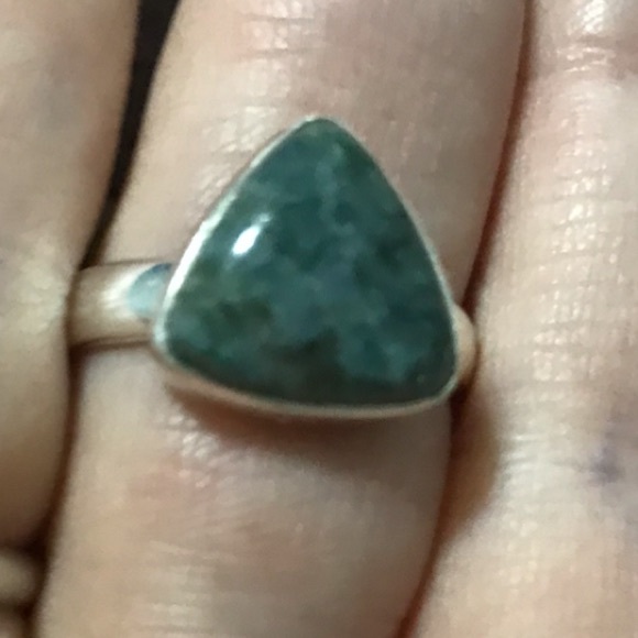 New Sterling Silver Triangle Blue Green Mermaid Kyanite Ring Size 8-8.25 Crystal - Picture 2 of 16